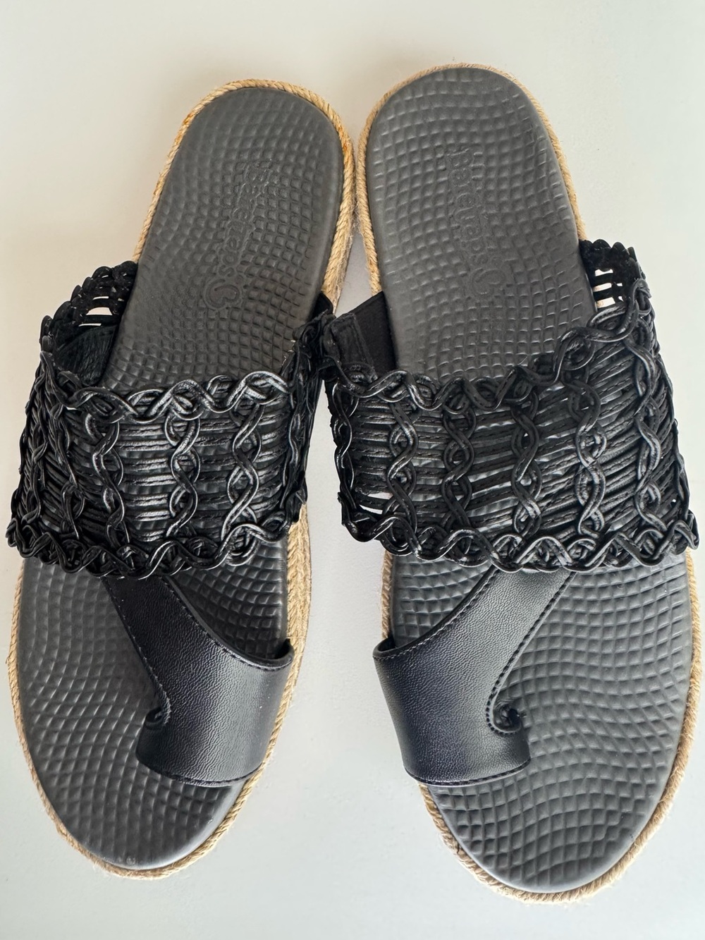 BareTraps Black Woven Slide Sandals for Women